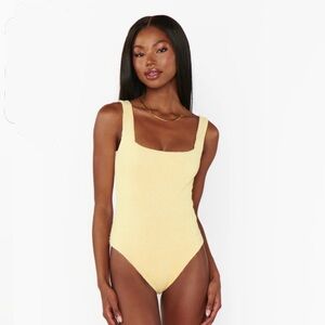 Show Me Your Mumu scrunch one piece swim. Butter yellow. Size Large